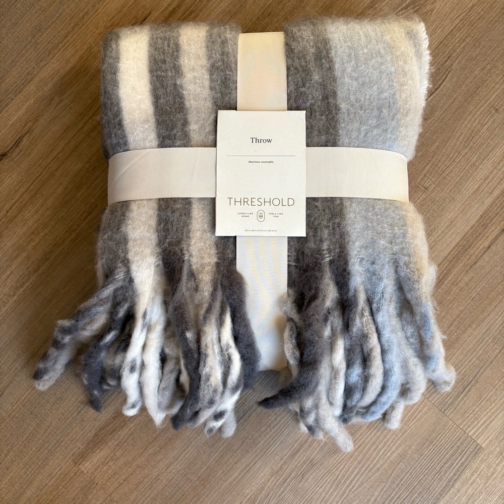 Threshold Woven Plaid Throw Blanket - Gray/Taupe/Blue